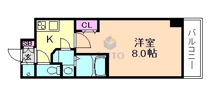 BPRレジデンス江坂(1K/2階)の間取り写真