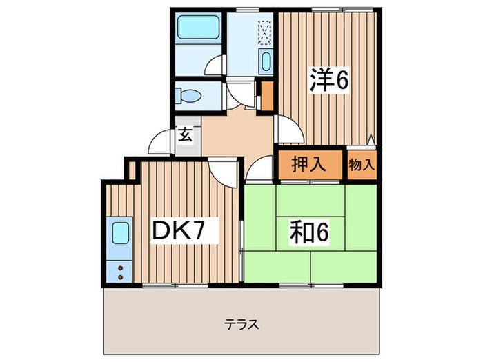 ガーデンハウス元町(2DK/1階)の間取り写真
