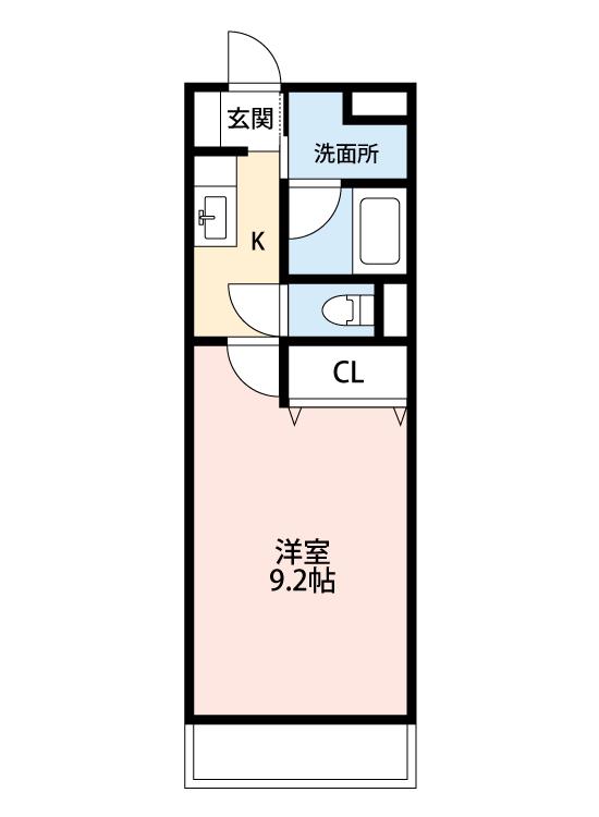 WISH庄川(1K/2階)の間取り写真