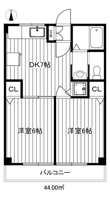 練馬マンション(2DK/2階)の間取り写真