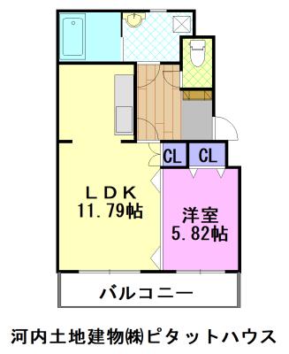 ドリームタウン三和B(1LDK/1階)の間取り写真