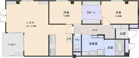 コリーナ鶴田(2LDK/3階)の間取り写真