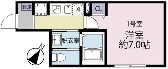 ルミア南林間(1K/1階)の間取り写真
