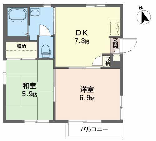 シャーメゾンルーラル(2DK/2階)の間取り写真