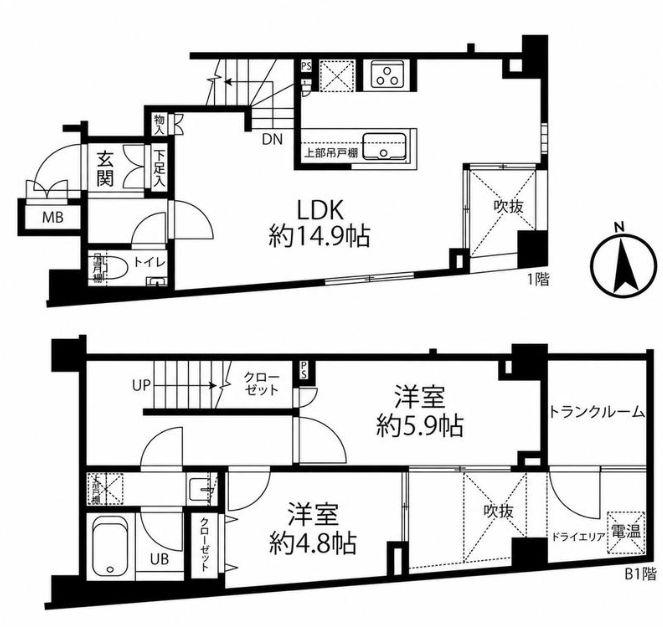 オープンレジデンス赤坂テラス(2LDK/1階)の間取り写真
