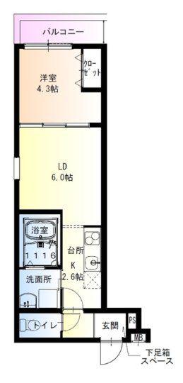 フジパレス鴫野東イースト(1LDK/3階)の間取り写真