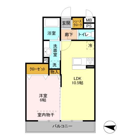 ＪＲ武蔵野線 南越谷駅 徒歩9分 3階建 築12年(1LDK/1階)の間取り写真