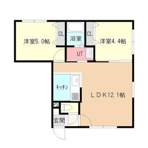 サンライン月寒中央(2LDK/1階)の間取り写真