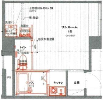 桧峯ビル(ワンルーム/1階)の間取り写真