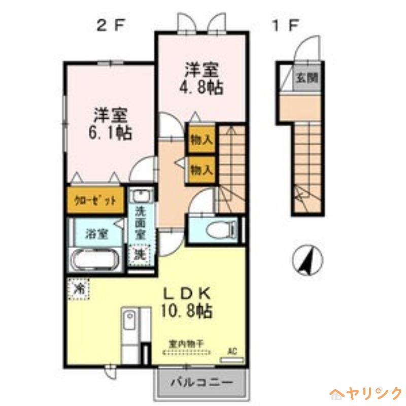 メゾン ブラック(2LDK/2階)の間取り写真