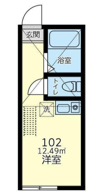 ユナイト大倉山サンティの杜(ワンルーム/1階)の間取り写真