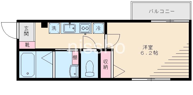 フェリーチェ中野新橋(1K/2階)の間取り写真
