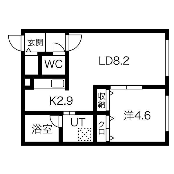 プランドール厚別(1LDK/4階)の間取り写真