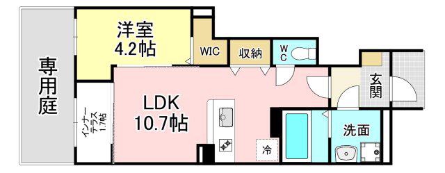 ボンシャンス楠木(1LDK/1階)の間取り写真