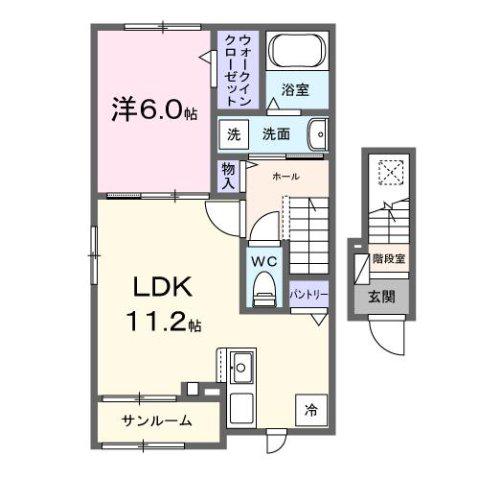 エトワールB(1LDK/2階)の間取り写真
