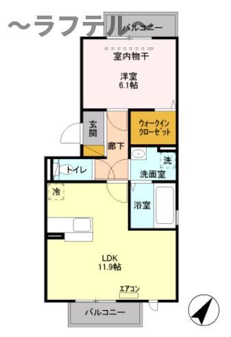 シャトレー明神(1LDK/3階)の間取り写真