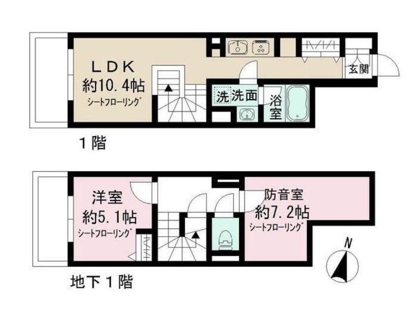アドミラル碑文谷(1SLDK/1階)の間取り写真