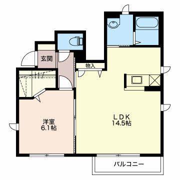 リーリエA棟(1LDK/1階)の間取り写真