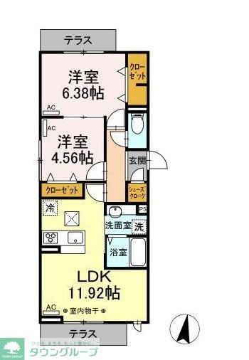 セレスティア船橋(2LDK/2階)の間取り写真