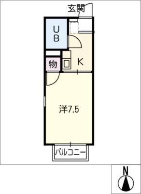 第3コーポ若園(1K/2階)の間取り写真