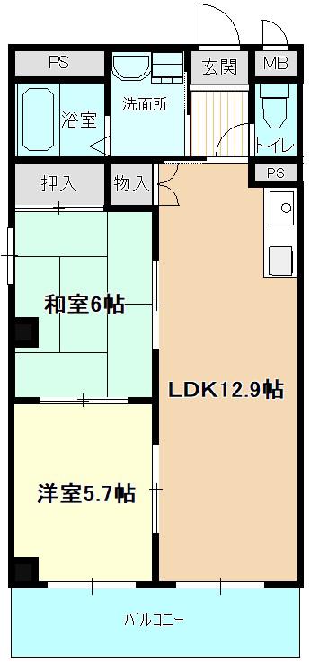 ジンジンハウス(2LDK/2階)の間取り写真