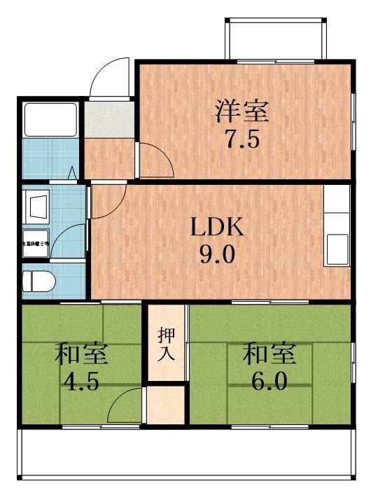 サンシャイン昭和(3LDK/6階)の間取り写真