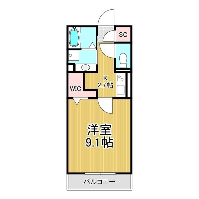 コンフォーティア宮田 B棟(1K/2階)の間取り写真