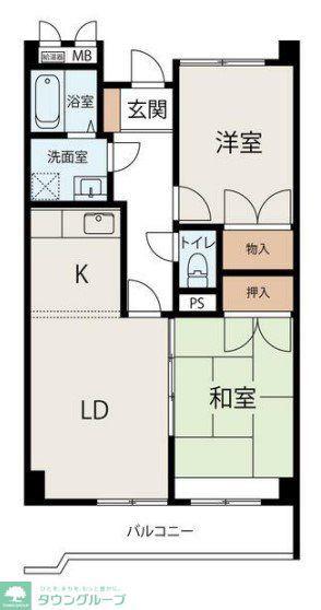 ポルシェ柏 住居(2LDK/2階)の間取り写真