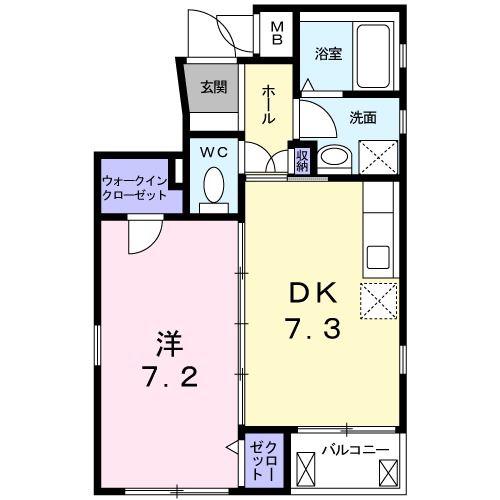 ジュネスベル(1DK/3階)の間取り写真