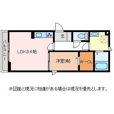 WING女鳥羽(1LDK/2階)の間取り写真