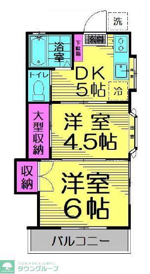 タツミハイツ(2DK/2階)の間取り写真