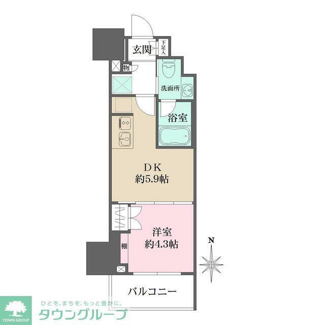 ルフォンプログレ元浅草マークス(1DK/4階)の間取り写真