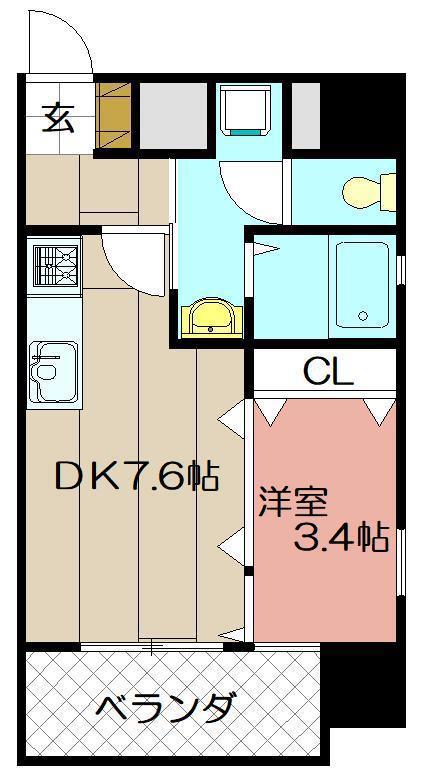 レクオス朋(1DK/7階)の間取り写真