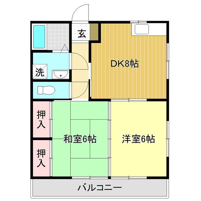 グリーンエスカイア(2DK/2階)の間取り写真