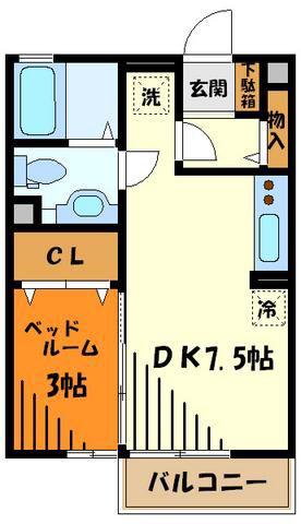 リビングタウン石川町A棟(1LDK/2階)の間取り写真