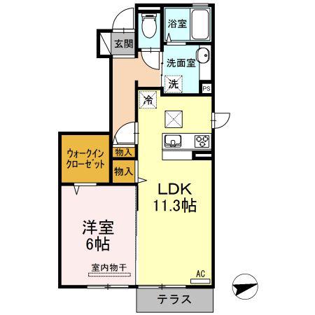 ベイ ブランシェ A棟(1LDK/1階)の間取り写真