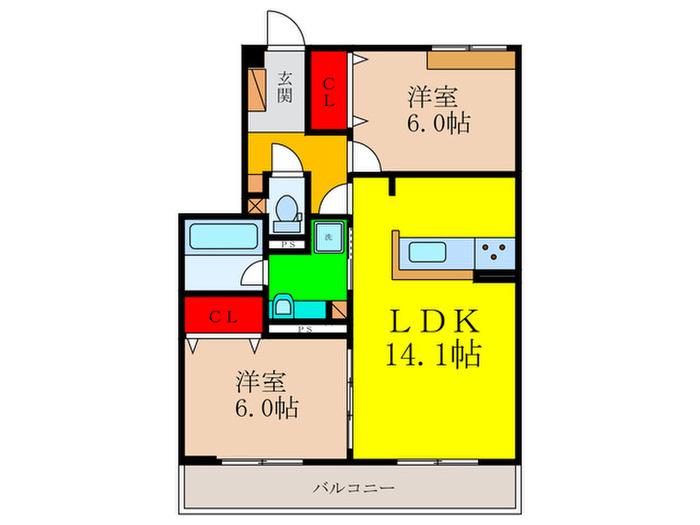パークサイドファーム(2LDK/2階)の間取り写真