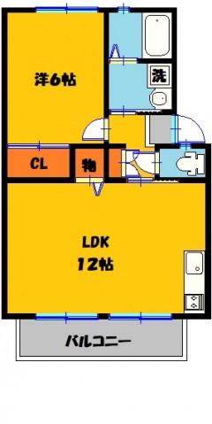 ハイツサンベールB(1LDK/1階)の間取り写真