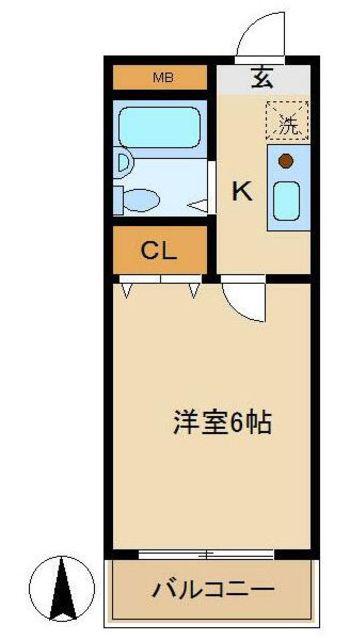 第15シンエイビル(1K/2階)の間取り写真