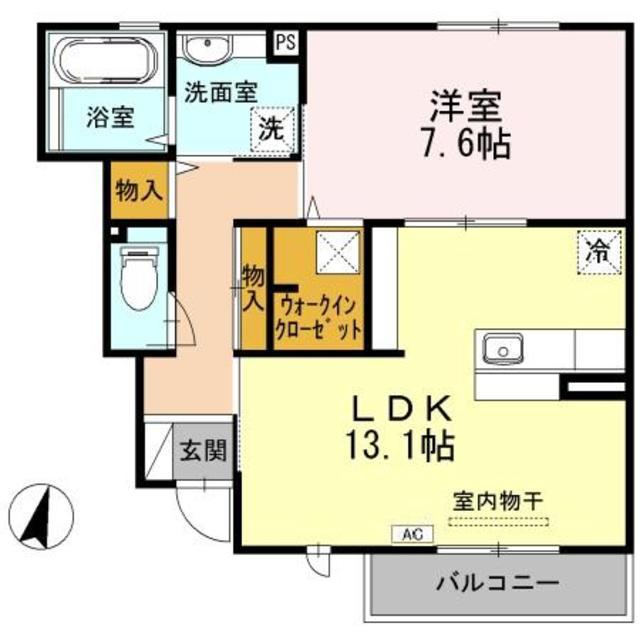 ソレイユみささぎ(1LDK/1階)の間取り写真