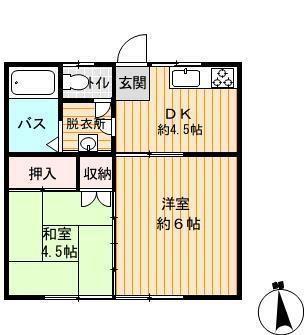 貝アパート(2DK/2階)の間取り写真