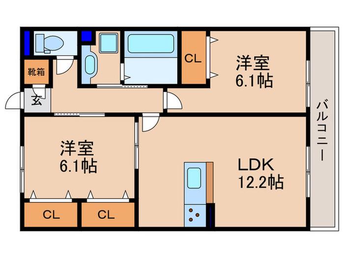 フリーデSTA(2LDK/1階)の間取り写真