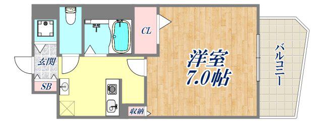 エコロジー宝塚レジデンス(1K/8階)の間取り写真