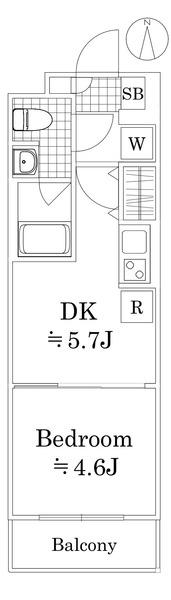 ラフィスタ鷺ノ宮(1DK/1階)の間取り写真