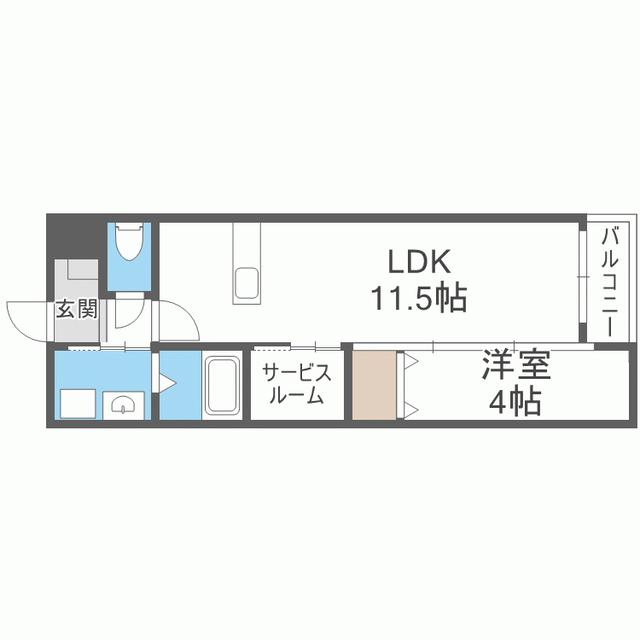 CUBE SUCRE志免別府(1SLDK/4階)の間取り写真