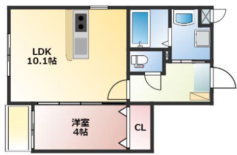 メテオール久留米本町(1LDK/1階)の間取り写真