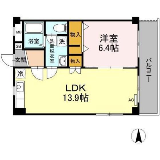 リヴェールIMA(1LDK/1階)の間取り写真