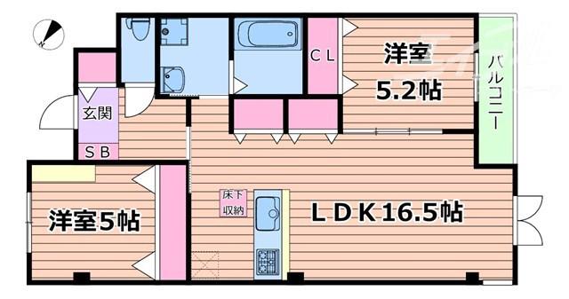 CHALEUR(2LDK/3階)の間取り写真