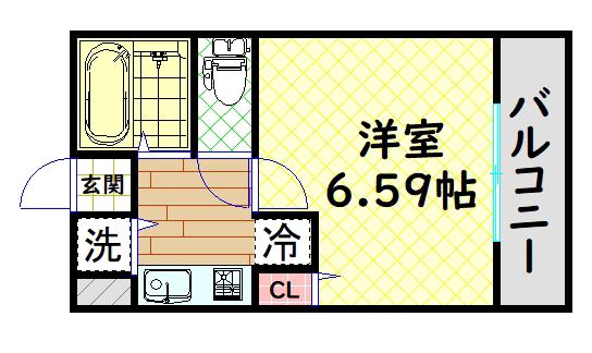 フジパレス南田出井(1K/1階)の間取り写真