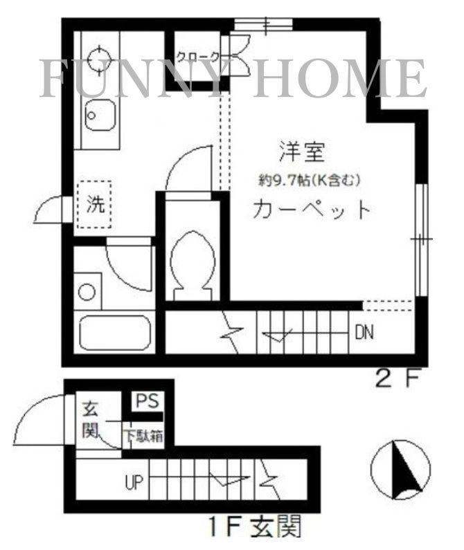 ラパン三軒茶屋(ワンルーム/2階)の間取り写真